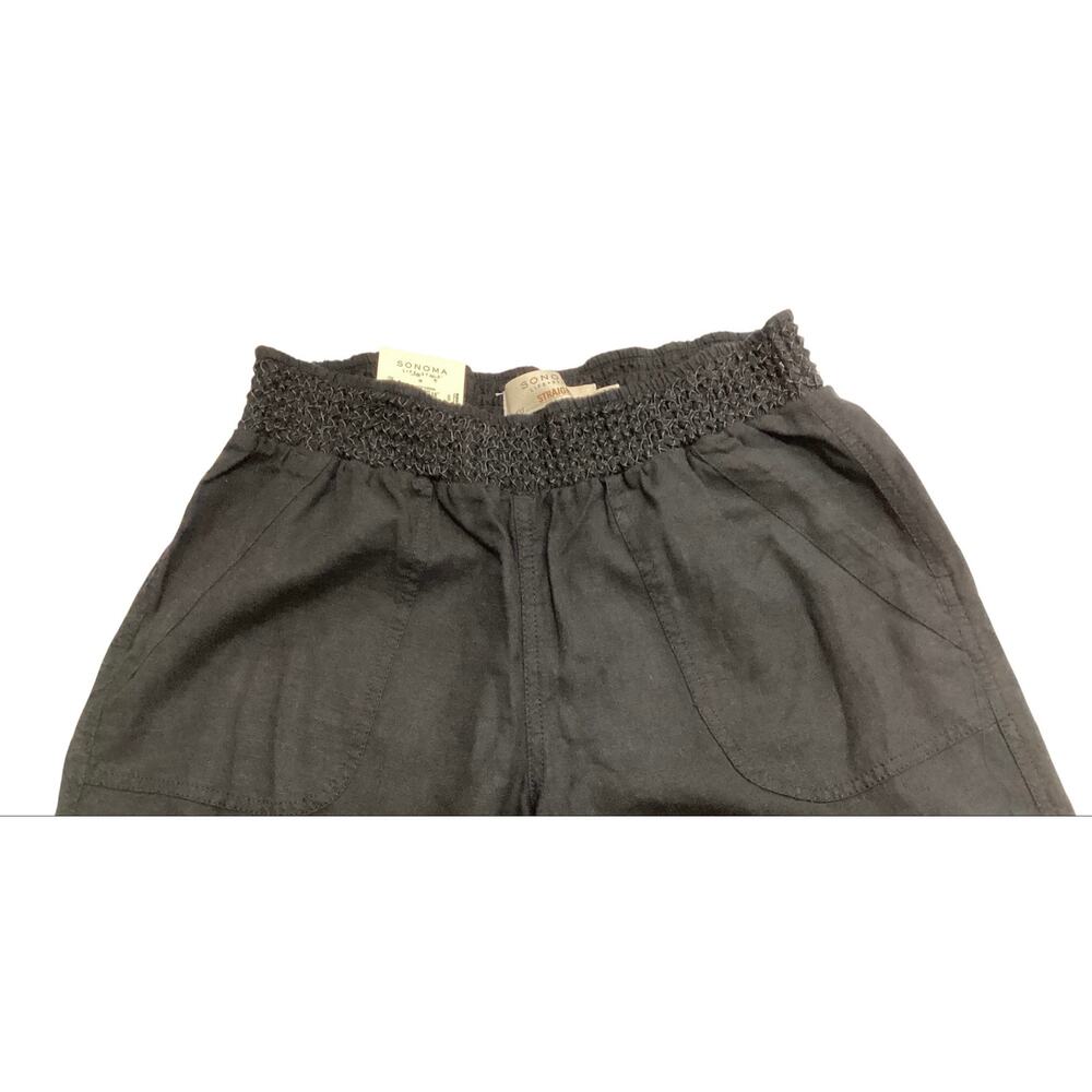 Sonoma Life Style Women's Mid-Rise Straight Leg Linen Blend Pants Black size 10 - Picture 5 of 7